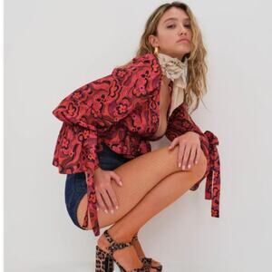 For Love & Lemons Davina Blouse XS NWT Boho Artsy Festival Going Out Statement